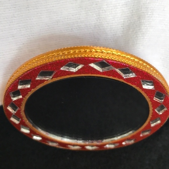 Four small compact makeup purse mirrors Red Glitter Diamond Crystals Hearts - Picture 7 of 16